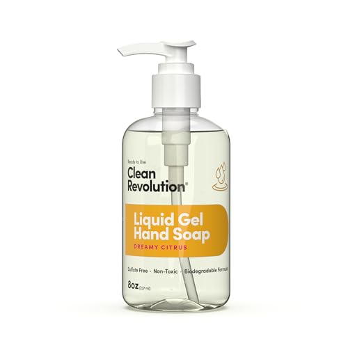 Image of Clean Revolution Liquid Gel Hand Soap with Real Essential Oils - Sulfate-Free Gel Hand Wash, Moisturizing, Non-Toxic Formula, Made in the USA (Dreamy Citrus) 8 Fl Oz