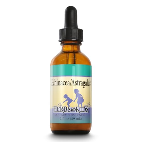HERBS FOR KIDS Echinacea Astragalus - Organic Echinacea Drops - Wellness Herbs - with Organic Astragalus, Lemon Balm, Peppermint - Ages 1 and Up - Made Without Alcohol - Great Taste - 20 Servings, 2oz