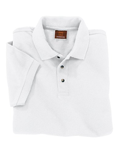 Polo en coton piqué ringspun blanc Harriton M200 coupe premium 6XL