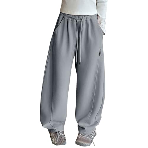 Girls Wide Leg Sweatpants Trendy Oversized Drawstring Sweat Pants High Waist Baggy Trousers Lounge Pant Athletic