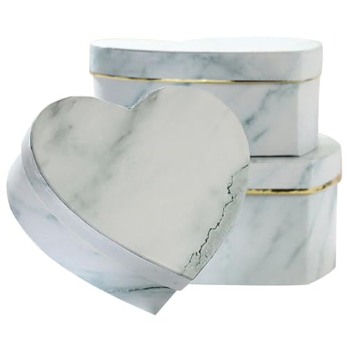 iplusmile 3 Stück Herzförmige Blumenboxen mit Deckel Langlebige Geschenkboxen für Blumenarrangements Vielseitige Blumenkästen in Verschiedenen Größen für Valentinstag Hochzeit