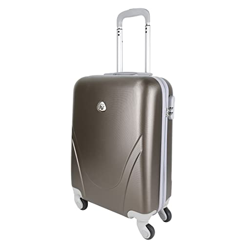 MERCURY TEXTIL - Maleta pequeña para Cabina rígida 4 Ruedas 360º Gira Equipaje de Mano (Marrón)