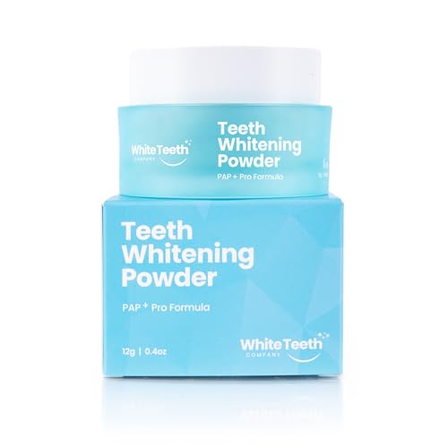 White Teeth Company Teeth Whitening Powder - Dentist Approved - Enamel Safe for Sensitive Teeth - Peroxide Free Mint Formula - Coffee Tea Wine Smoking Stain Remover - 6 Month Supply
