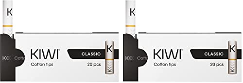 Ensemble combiné de pièces de rechange KIWI, Tips en coton pour cigarette électronique KIWI, 2 paquets de 20, Sans e-liquide, sans nicotine (Classic)