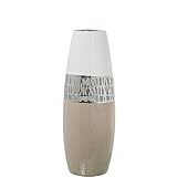 JARRON CERAMICA 30CM BLANCO/PLATA/BEIGE_°12X30CM