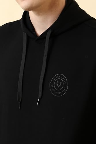 Image of Allen Solly Men's Classic Cotton Solid Hooded Sweatshirt with Kangaroo Pockets