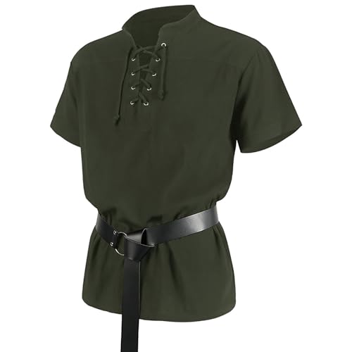 Velcoxplay Camisa medieval para hombre con cordones, camisa