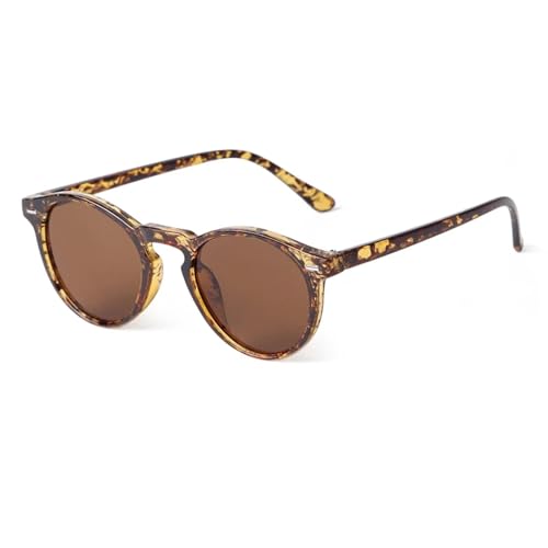 Lunettes de soleil rondes vintage aux finitions rivets et monture écaille classique