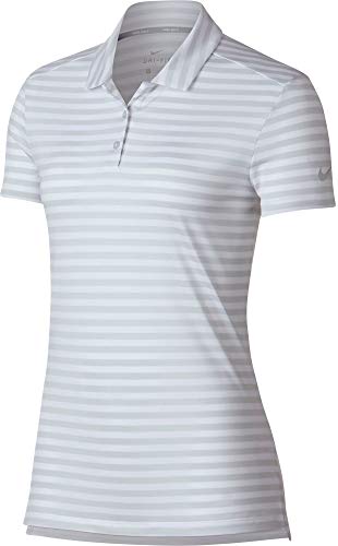 Nike Dri Fit Shortsleeves Stripe Golf Polo 2018 Women Pure Platinum/White/Flat Silver X-Large