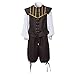GRACEART Médiéval Renaissance Rétro Déguisements Homme Cosplay Costume Set (S, café)