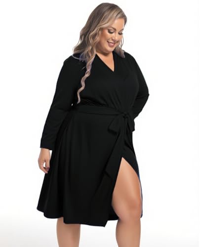 Image of SUFEINI Maternity Robe and Matching Swaddle Blanket Set, Plus Size Women Postpartum Robes Sleepwear New Mommy Gift