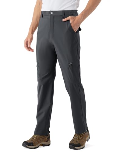 [TBMPOY] 登山 ズボン メンズ トレッキングパンツ 速乾性 ズボン 超伸縮 撥水加工 アウトドアパンツ ハイキング ゴルフウェア ポケット6つ 軽量 UVカット オールシーズン ダークグレー M