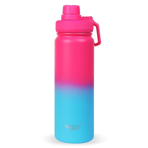 Image of Sizzle Element Modern Stainless Steel Water Bottle 750 ML - Lightweight Leakproof Bottle with Powder Coating Finish - Dual Pink Blue Colour - For Kids & Adults