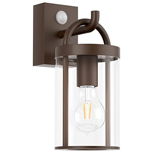 Klighten Außenlampe Vintage Industrial, Außenwandleuchte mit Bewegungsmelder, E27 Wandleuchte Außen, Aluminium Wandlampe Industrie, für Terrasse...