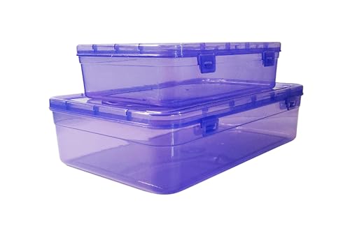Image of Feliz Purple Coloured Plastic Large Storage Box Size 11.5x7.5x2.75 inches and Size 8.5x5.5x2.25 inches (1+1) Set of 2