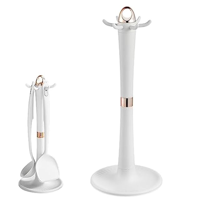 Rotating Utensil Holder, Kitchenware Tableware Storage Utensil Rack, Rotatable Cooking Utensils Stand for Spoon, Spatula, Soup Ladle, Spaghetti Server (Beige)