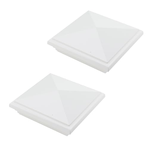 Antrader Vinyl Fence Post Caps,Pyramid White PVC Vinyl Post Top Caps,4