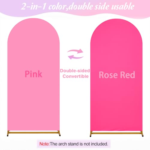 Image of Arch Backdrop Cover 7.2ft Double Color Spandex Arch Stand Cover(Peach&Rose)