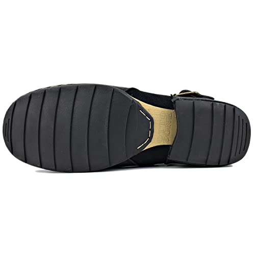 Image of OSSTONE Moto Boots for Men Fashion Zipper-up Leather Chukka Boots Casual Shoes OS-5008-1-ABNH
