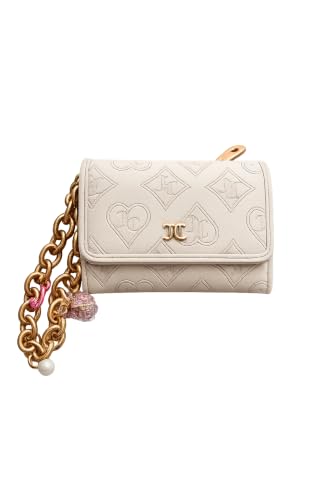 Juicy Couture Top Notch Double Sided Trifold Wallet with Charms, Crystal, 5.5" W x 3.75" H x 1" D