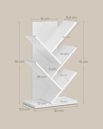VASAGLE Bücherregal Baumform, 30 x 17,2 x 51,1 cm – Ansicht 5