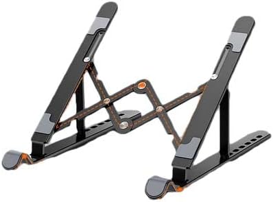 Laptop Stand for Desk Adjustable Height for Better Posture, Aluminum Foldable Space Saving Portable, Anti-Slip Laptop Holder Riser Stand Ventilated Cooling for Laptops and Tablets – Black
