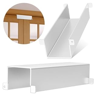 Bifold Door Lock Child Safety,Bi Fold Door Lock for Closet & Folding Doors(1-1/8" to 3/8" Thick),Double Door Cabinet Lock Baby Proof,Keep Toddlers,Cats & Dogs Out,No Tools Installation (White,2PCS)