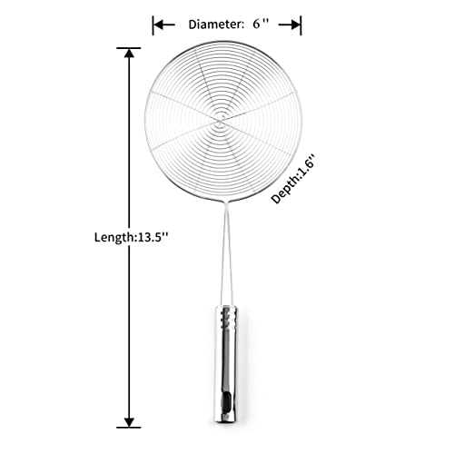 Versatile Stainless Steel Spider Strainer/Skimmer/Ladle For Cooking And Frying, Chirano Kitchen Gadgets Wire Strainer Pasta Strainer Spoon (6 Inch) #TOP3
