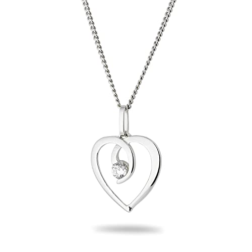 Miore Colgante Corazon De Oro Blanco 9 Quilates 375 Colgante Con Circonita Cadena Gratis De 45 Cm En Plata De Ley 925 Miore Colgante Corazon De Oro Blanco 9 Quilates 375 Colgante Con Circonita Cadena Gratis De 45 Cm En Plata De Ley 925