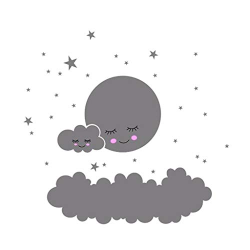 YWLINK 1PC Muro Creativo MóVil Cara Sonriente De La Gran Nube Y Vinilo Decorativo Estrella PequeñA DecoracióN De Ventana De Pared Dormitorio TV Pared HabitacióN Infantil