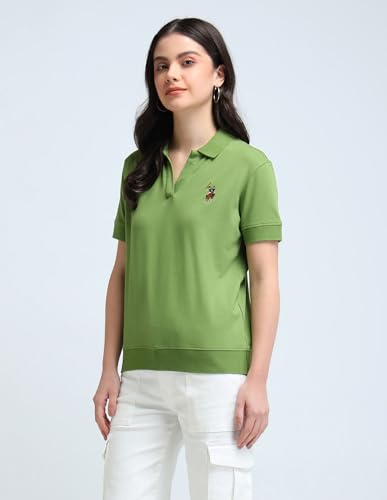 Image of U.S. Polo ASSN. Women's Cotton Solid Loose Fit Polo Shirt