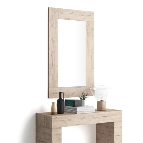 MOBILI FIVER, Espejo de Pared Rectangular Evolution, 118 x 73 cm, Color Encina, Espejo Habitación, Corredor, Entrada, Salon, Made In Italy