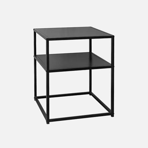sweeek - Table de Chevet en métal Noir. 1 étagère. Industrielle L 43 x l 40 x H 52cm