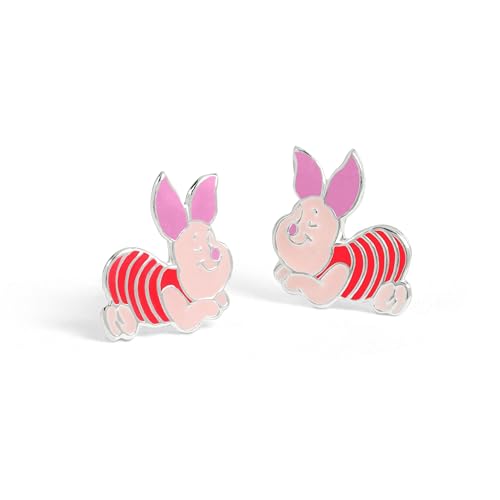 Boucles d'oreilles Porcinet Disney en émail rose pour fille