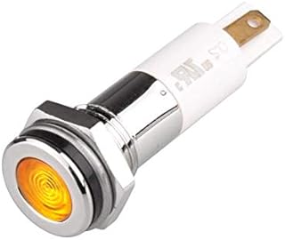 H10F-24Y, High Intensity LED Indicator, 10mm Panel Hole, Flat Head Type, Yellow, 24V DC