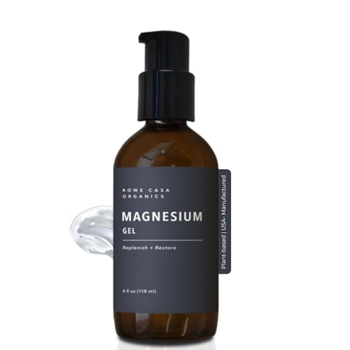 Rowe Casa Organics Magnesium Gel with Calming Essential Oils Topical Magnesium Supplement to Promote Sleep Soothe Aching Muscles 4 Fl. Oz.