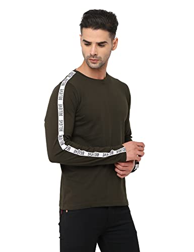 Image of HELLA FASHIONS Men's T Shirt, inchBelieve inch Printed Full Sleeves Tees for Men, Regular Fit, Casual