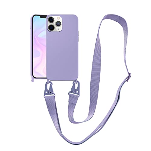 Image of Compatible with iPhone 11 Pro Max Case with Lanyard Crossbody iPhone Case with Strap Adjustable Shockproof Drop Protection Silicone Phone Cover for iPhone 11 Pro Max 6.5'' Lavender Purple