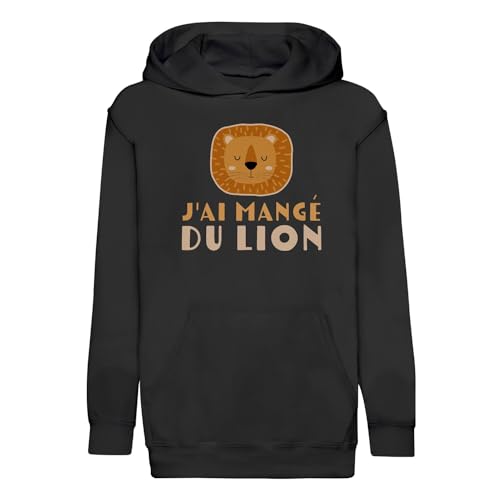 Sweat à capuche enfant J'Ai mangé du Lion en textile premium et finitions soignées