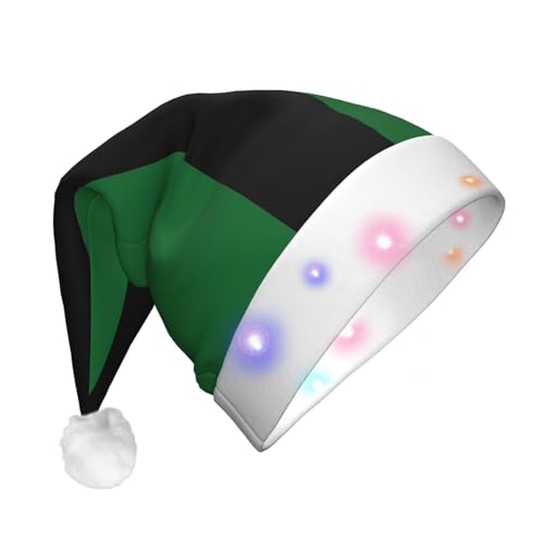 DUWAA Sombrero de Navidad iluminado con la bandera del Sultanato de Delhi, gorro de Papá Noel iluminado brillante con tira de luz LED colorida para adultos