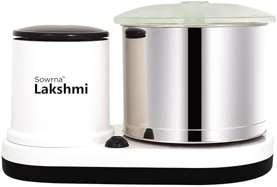 Lakshmi White Black Model 2 L Table Top Wet Grinder with Atta Kneader & Coconut Scrapper | 110 Volt for USA & Canada