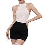 Design : ce costume de secrétaire se distingue par son design à losanges. Il se compose d'un body à bretelles sans manches et d'une jupe moulante en soie de lait et allie une sensualité élégante. Idéal pour les jeux de rôle de bureau, les costumes d'enseignante ou les moments ludiques de look de poupée.