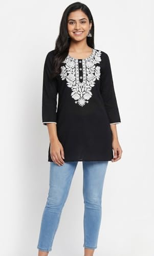 Image of Women's Rayon Kashmiri Embroidered Short Kurti | Stylish and Comfortable Kashmiri Short Kurti Tops for Casual Or Special Occasions | Pack of 2 Combo |