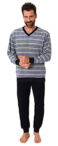 Herren Frottee Schlafanzug, Pyjama mit Bündchen in Streifenoptik - 65319, Farbe:grau, Größe:58 Cover