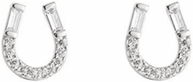20g Minimalist Horseshoe Earrings 925 Sterling Silver Crystal Small Stud Cartilage Earring for Women Hypoallergenic Cute CZ Love U Piercing Jewelry Dainty Valentine Birthday Jewelry Gifts