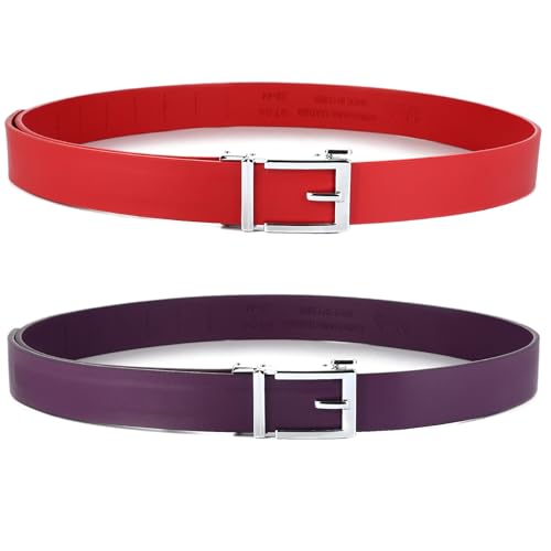 Image of Gelante Genuine Leather Ratchet Dress Belt With Automatic Sliding Buckle - Minimalistic Style-Trim to Fit