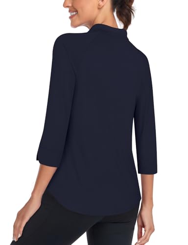 Image of Cucuchy Style Womens Golf Shirt 3 /4 Sleeve Quarter Zip Workout Tennis Tops Quick Dry UPF 50+ Shirts