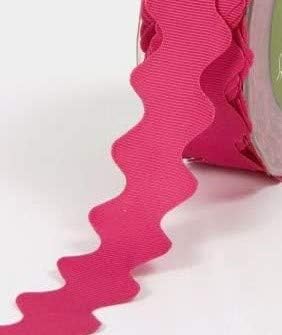 25mm Fuchsia Pink Jumbo Ric Rac Grosgrain Ribbon on 1m Length (N.B. this is a cut from a roll)