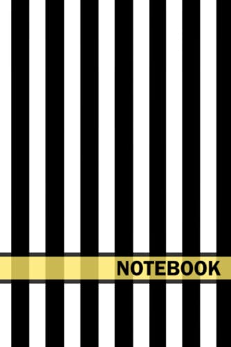 A5 Paperback Notebook With A Matte Black And White Striped Finish. Includes Lined Pages