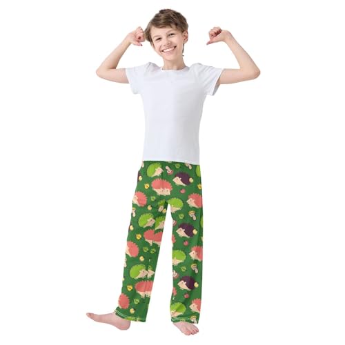 ZZXXB Hedgehog Mushroom Fruit Boys Long Pants Soft Trousers Elastic Waist Kids Lounge Bottoms with Pockets S-XL2